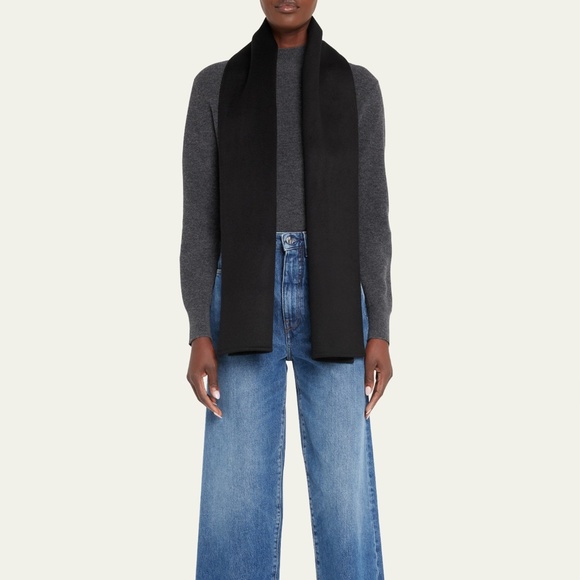 TOTEME Cashmere Blend Long Doublé Scarf in Black 170x30cm - Picture 3 of 4